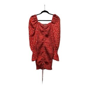 Reverse Red Floral Long Sleeve Dress